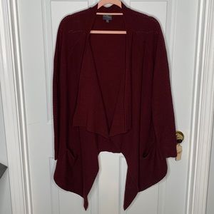 Maroon open sweater cardigan
